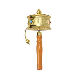 Hand Held Tibet Prayer Wheel – Tibetan Prayer Wheel Handheld Spinning Wheel with Dharma Wheel Om Mani Padme Hum for Gifts Nepal Decor by Mudra Crafts