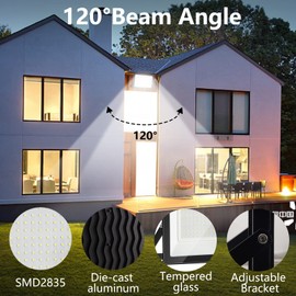 Probapro 50 W Outdoor LED Spotlight, IP65 Waterproof Outdoor Spotlight, LED Floodlight, 5000 LM Headlight Floodlight, Outdoor Spotlight for Backyard, Garden, Workshop, Yard, Driveway, Doors, Garage,