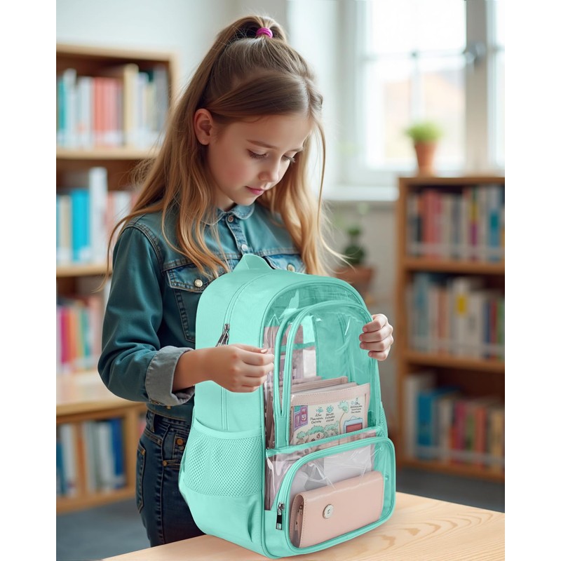 KIMNERPU Clear Backpack, Fabric & PVC Transparent Backpack with Reinforced