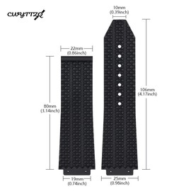 CWYTTZQ 25mm Hublot Big Bang Strap Replacement Rubber Watch Band（Black）