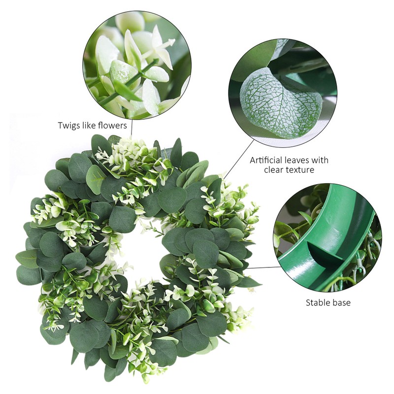 Home Hanging Artificial Plants Wreath Green Leaf Wreath Decoration for