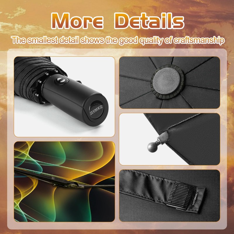 ZUOYOUZ Compact Travel Umbrella,Automatic,Lightweight,Windproof Strong,Folding Umbrella with Pattern for Rain&Sun-Men&Women