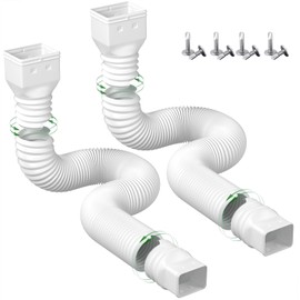 2 Pack Rain Gutter Downspout Extensions Flexible,Drain Downspout Extender Connector 21"-68",Screws for Included,White