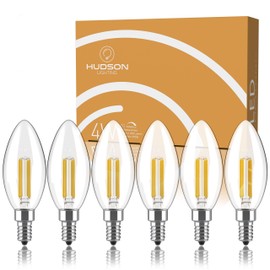 Dimmable E12 LED Candelabra Bulb Set - 4W, 40W Equivalent - 2700K Warm White - Small Base Vintage Style Candle Lightbulb for Chandelier, Ceiling Fan, Sconce, Desk Lamp or Porch Lights - Pack of 6