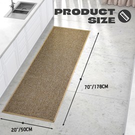 Hargiis Kitchen Rug, Rubber Non Slip Kitchen Rugs Washable, Absorbent Runner Mat for Floor, Machine Washable Standing Mats for in Front of Sink, Door, Laundry, Entryway, Hallway (Brown, 70" × 20")