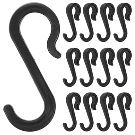 OSALADI Pack of 24 Plastic S-Hooks for Hanging Towel Rails Hooks for Shirts Towels Clothes Bags Hangers and Kitchen Spoons 16 mm Black