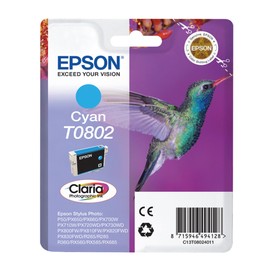 Epson Original T0802 Claria Cyan Ink Cartridge