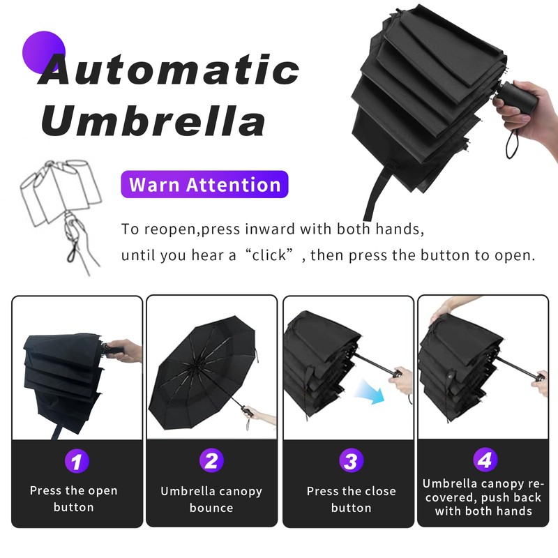 BSDYCL Umbrella Windproof Strong,with Vented Double Canopy - Compact Umbrella