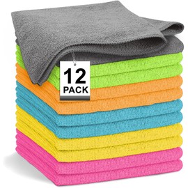 12 Pcs Paños de Limpieza de Microfibra, Toallas de Microfibra Multiusos, Súper Absorbente y Reutilizables, Trapos de Limpieza para El Hogar, Cocina, Coches