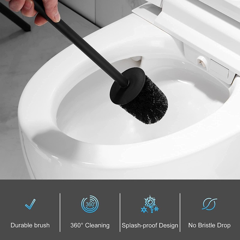 BGL 304stainless steel standing toilet brush for bath decor (Black)