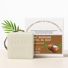 APPTI Botanical Natural Soap Bar, Womens Moisturizing Bar with Essential Oils, Handmade, Vegan, Soaps for Face & Body, 3.98oz (Coconut)