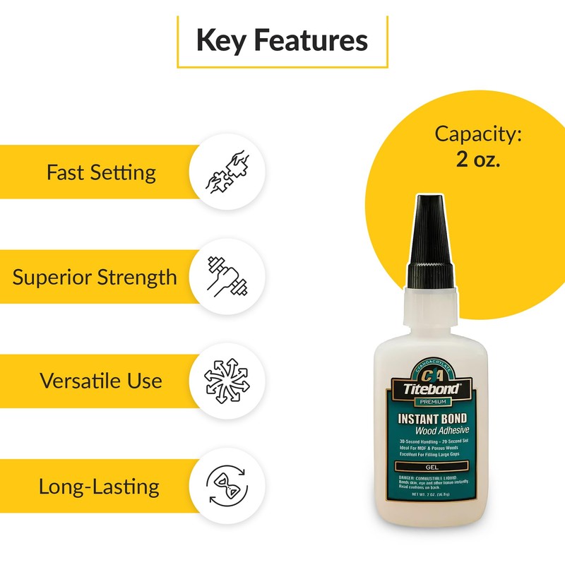 Brixwell QKTT-003 Titebond, Instant Bond, 2 oz. Standard (for Gap-Filling