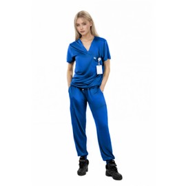 Meidiero Scrubs for Women - V-Neck Top & Stretchy Jogger Pants Scrubs Set with 5 Pockets