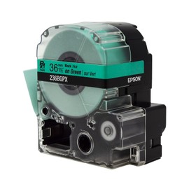 Epson LABELWORKS 236BGPX Genuine PET (Polyester) Tape Cartridge - Black on Green Label Maker Tape - 1.5" (36MM) Wide, 30'