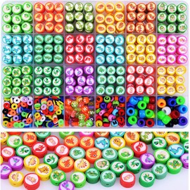 Kit de fabricación de pulseras con cuentas de arcilla de dinosaurio de 1000 piezas, 24 estilos de cuentas lindas y divertidas, cuentas con encanto para hacer joyas, collares, aretes, accesorios DIY