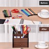 Siveit Wooden Desktop Organizer with Drawer, Multifunctional Office Supply Storage