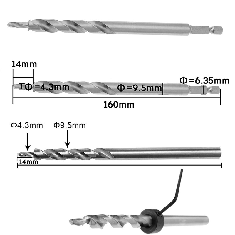 SETROVIC 3/8 Inch Pocket Hole Drill Bit with Depth Stop