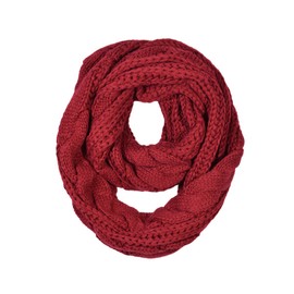 Premium Winter Twist Knit Warm Infinity Circle Scarf, Burgundy