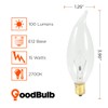 15 Watt Flame Tip Candelabra Light Bulbs | CA10 Clear