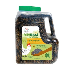Manna Pro Farmhouse Favorites Critter Combo Crunch Bug Jug – Engaging Poultry Treat – Blend of Black Solider Fly Larvae, Mealworms & Shrimp – Great Source of Protein – Encourages Foraging – 25oz