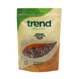 Trend Organic Pecan Nuts Halves - Perfect for Snacking, Baking, and Nutrient-Rich Recipes, Certified Organic, Vegan, Non-GMO, No Additives No Preservatives, High Fibre, High Protein, Raw, 250g