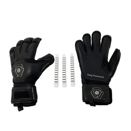 Prime Focus Goalkeeping Locus Pro Blackout Soccer Goalie Gloves Youth & Adult Goalie Gloves (Sizes 6-10) Professional Quality Goalkeeper Fingersave Gloves, Super Strong Grip (9)