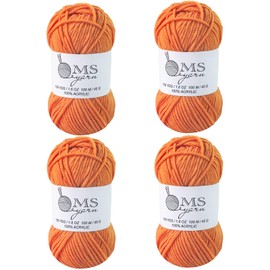 Crochet Acrylic Yarn Orange Color 436 Yards, 4 Pack 45g/1.6oz Each, Soft Yarn for Crocheting & Knitting DIY Craft