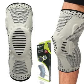 MAXFIT - Rodilleras Voleibol de Compresión con Almohadilla para Banda Rotuliana PAR - Rodilleras Gym Rodillera Ortopédica Deportiva Para Hombres y Mujeres - Padel Tennis Basquetbol Beisbol Futbol HX905 (Gris, Medium)