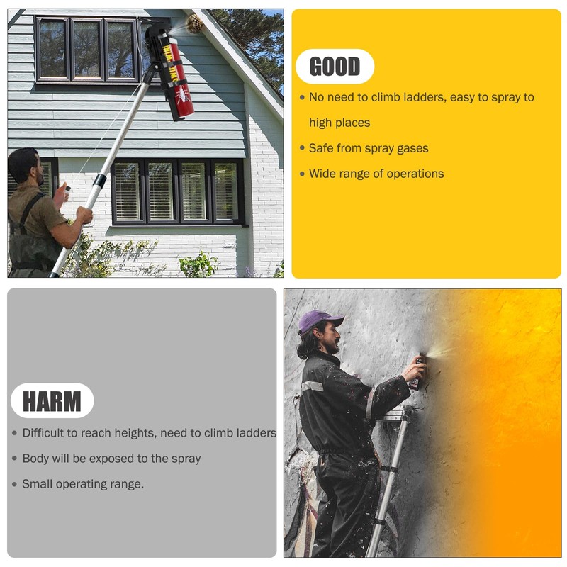 Spray Can Extension Pole Adaptor with Adjustable Bottom Bracket, Wasp