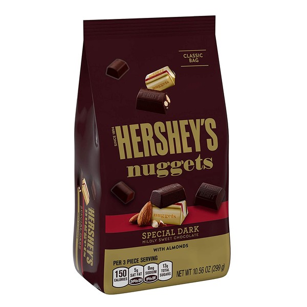 HERSHEY'S Nuggets Chocolate Candy, Special Dark with Almonds, 10.56 Ounce