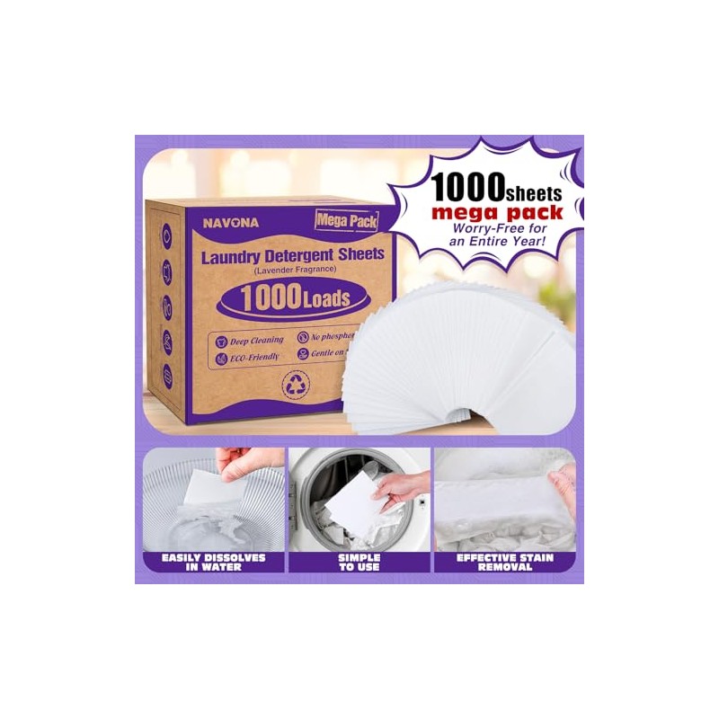1000 Loads Mega Pack Laundry Detergent Sheets, Eco-friendly Laundry Sheets,