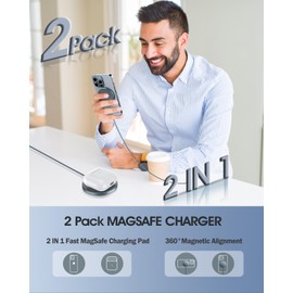 Magnetic Wireless Charger 15W Fast Charger for Cell Phone 17/ Pro Max/17 Pro/17 Air/16/15/14/13/12 Series 2 Pack Charging Pad for AirPods 3/2/Pro 2/Pro Mag-Safe Original Replacement