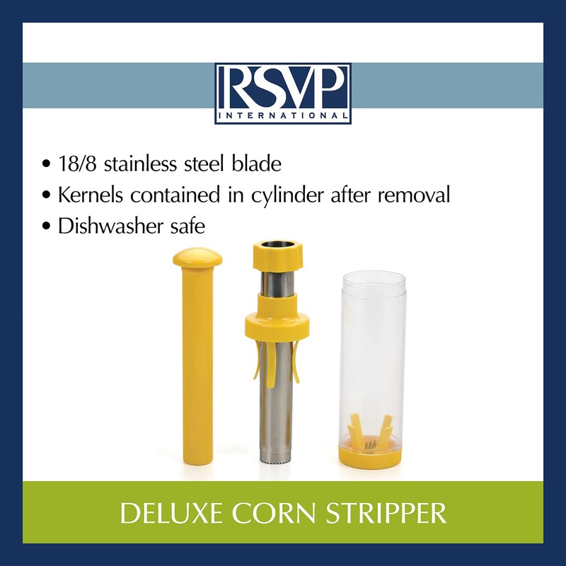 RSVP International Yellow Deluxe Corn Stripper, 10.5" | Quickly Remove