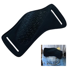 Pancake Leather Knife Sheath for Belt, Handmade Pocket Folding Knife Holder