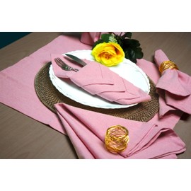 Light & Pro Cotton Napkins, Set of 12, Baby Pink, 18x18 inches, Machine Washable