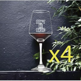 Unmarked Don't Be Basic Wine Glasses x4 Premium 12 Oz Personalize Quote Funny NEW