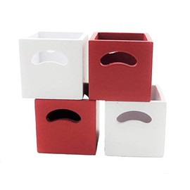 Melody Jane Dolls Houses 4 Modern Red & White Cube Storage Boxes Miniature 1:12