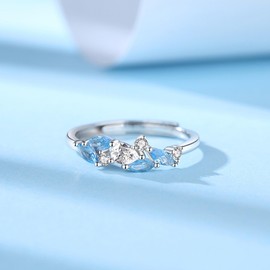 YINCHIE Women's Ring, One Size Fits Most, Blue, Ice Motif, Sparkling Ring, Popular, Gift, Stylish, Cute, Birthday, Anniversary, Wedding, Accessory, Jewelry, Gift, White Day, Mother's Day, Metal