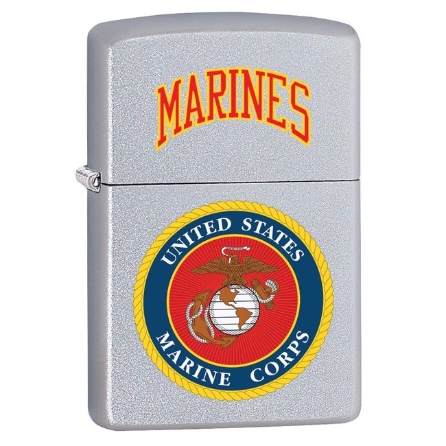 Zippo Lighter: USMC Marines Logo - Satin Chrome 80400
