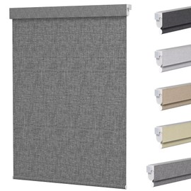 MYshade Custom No Drill No Tools Cordless Roller Shades,Waterproof Window Blinds for Home, Bedroom, and Living Room,Blackout Privacy Control with Easy Installation（Gray）