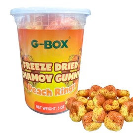 G-BOX Freeze Dried Peach Rings, TikTok Trend Items, Freeze Dried Candy, Delightful Crunchy Fruity Flavorful Burst, Air-tight Sealed in a Deli Container (Chamoy)