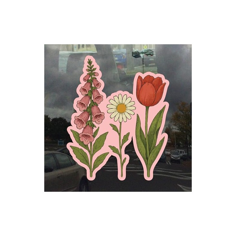 Foxglove Daisy Tulip FDT Cling - Vibrant Static Cling Window