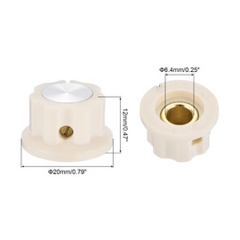 sourcing map 20Pcs Potentiometer Knob Fit 1/4" Shaft Pots, Set Screw Brass Insert, Cream White Volume Controller Rotary Knobs for Guitar Effect Pedal Replacement