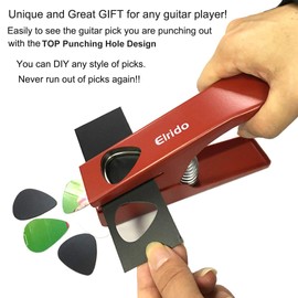 Elrido Guitar Picks Punch Maker DIY Picks Cutter Pick Puncher with 2 pcs Pics Starter Sheets - Professional Guitar Plectrum Punch Card Cutter DIY Your Own Guitar Picks Punches Pick Perfectly…