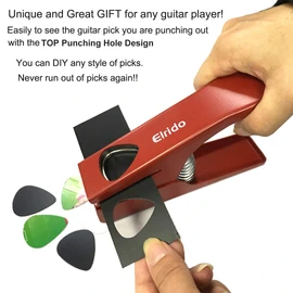 Elrido Guitar Picks Punch Maker DIY Picks Cutter Pick Puncher with 2 pcs Pics Starter Sheets - Professional Guitar Plectrum Punch Card Cutter DIY Your Own Guitar Picks Punches Pick Perfectly…