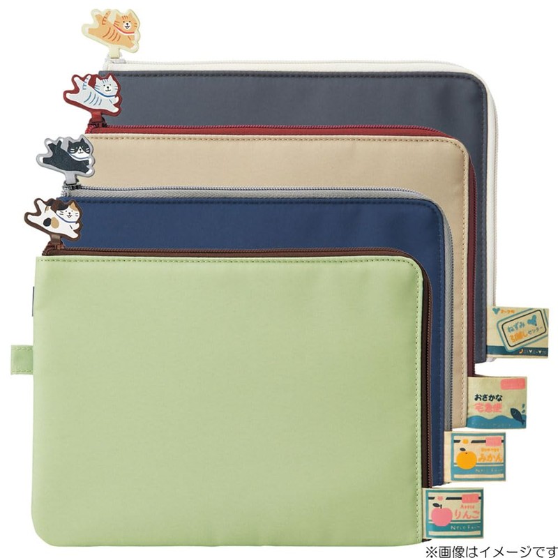 Lihit Lab Nyan Scene Cat Flat Pouch A5 Charcoal Black