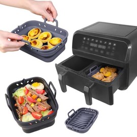 Air Fryer Silicone Liner 8.1inch 4 piece set 100% platinum silicone for frying roasting baking Grooves collect dropped oils easy to clean and store Temperature range -40oc to + 220oc