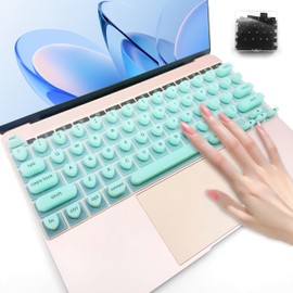 Keyboard Cover for Long Nails, Perfectly Compatible with MacBook Pro13 2020-2023, Silicone Raised Keyboard Protective Cover, Compatible with MacBook Air 13/15, for Office & Study Use (Heart, Green)