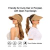 Womens Beach Straw Sun Visor Hat Ponytail Hole UV Protection