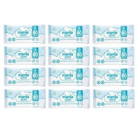 Mamia Sensitive Fragrance Free Wipes 80 Pack (Pack of 12) 960 Wipes